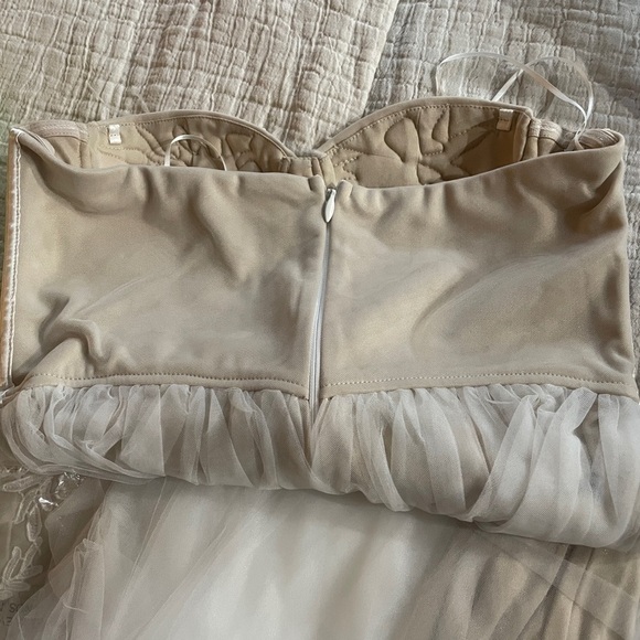 𝅺BRIDAL Wedding Prom Tulle Feather Gown Dress - Picture 5 of 6